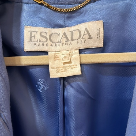 Escada Margaretha Ley Periwinkle/Sky Blue Wool silk lined coat size 40 - Picture 7 of 9